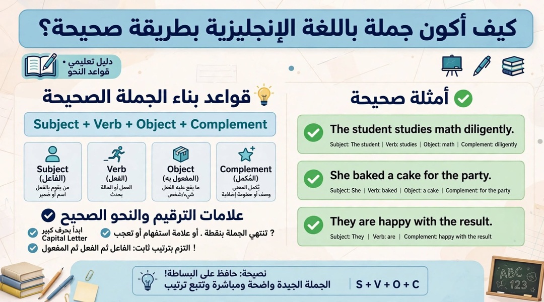 كيف أكون جملة باللغة الإنجليزية بطريقة صحيحة؟
