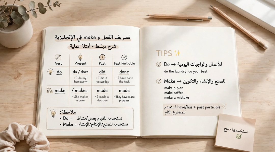 ما هو تصريف الفعل make وDo في اللغة الإنجليزية ؟