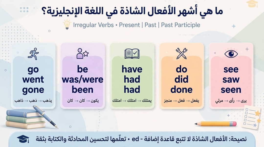 ما هي أشهر الأفعال الشاذة في اللغة الإنجليزية؟